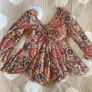 Vintage Y2K Floral Print Fairy Top with Beaded V-Neck, Long Sleeve Boho Blouse